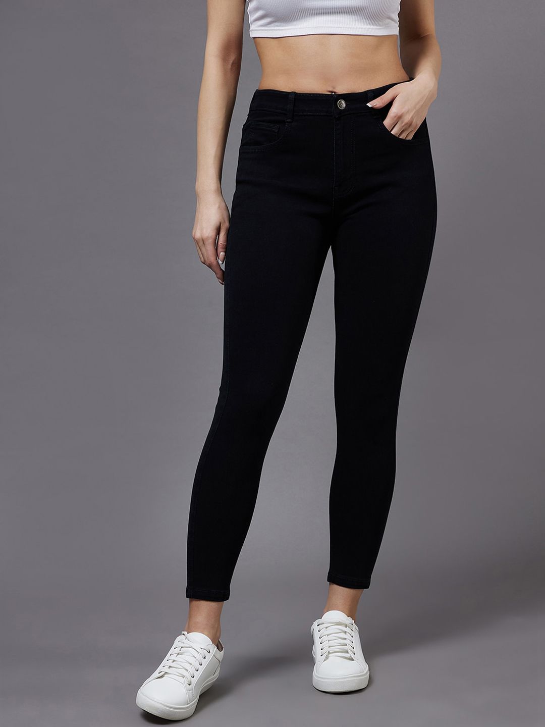 Miss Chase Women Black Skinny Fit Mid-Rise Stretchable Jeans