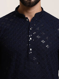 SOJANYA Kurta Lurus Labuci Sulam Geometrik Kapas Tulen