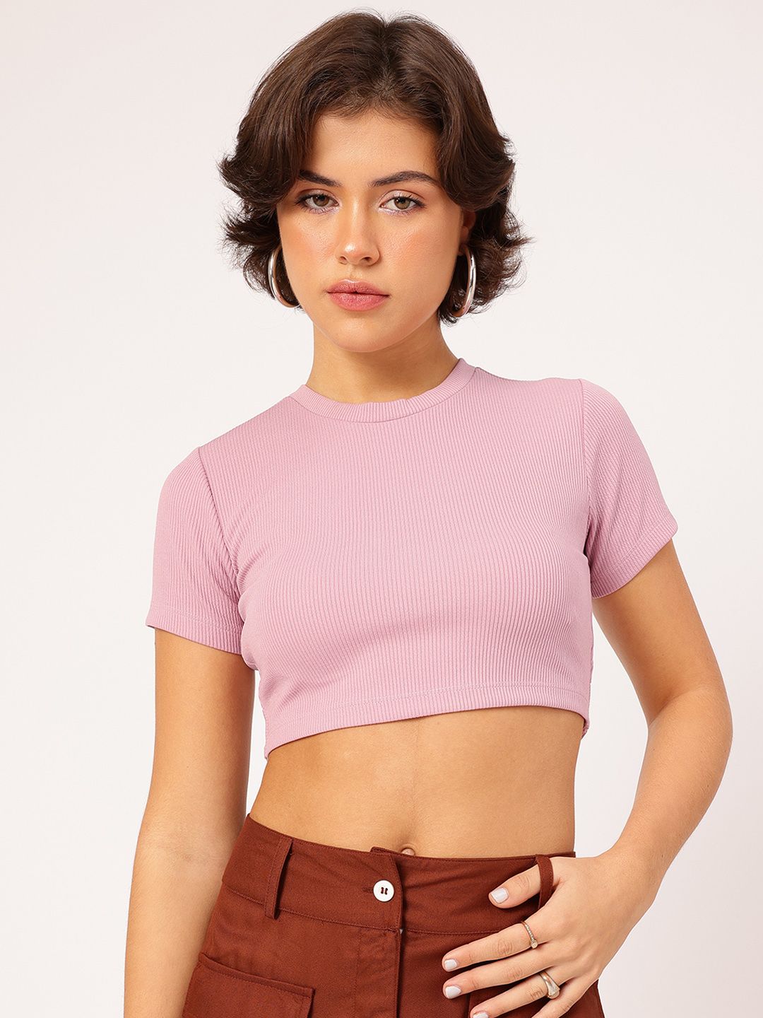 DressBerry Rebel Ribbed Tie-Up Back Crop Top