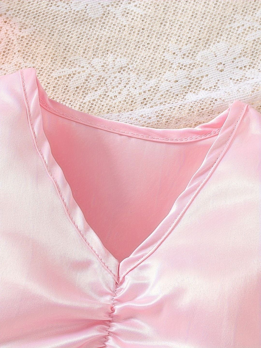 YK Girls V-Neck Top With Skirt