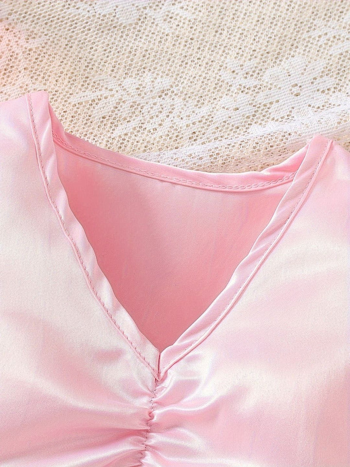 YK Girls V-Neck Top With Skirt