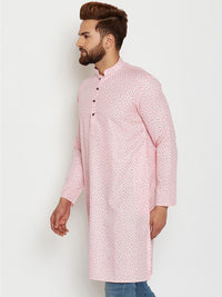 SOJANYA Men Pink & Red Printed Straight Kurta
