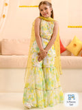 pspeaches Girls Dyed Regular Gotta Patti Kurta with Sharara & Dupatta