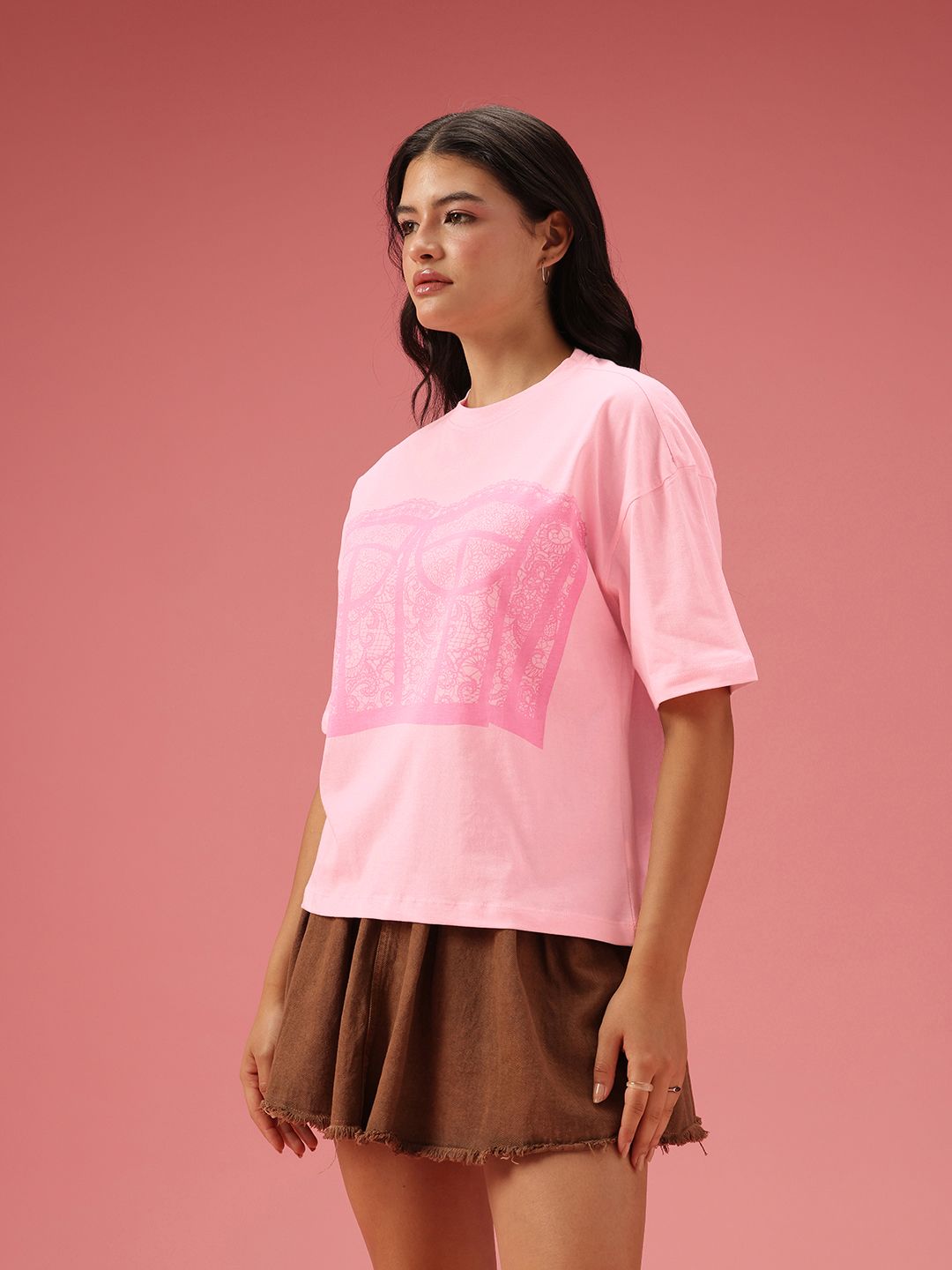DressBerry Relaxed Fit Graphic Printed Pure Cotton T-shirt