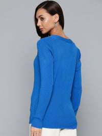 SASSAFRAS Women Blue Solid Pullover