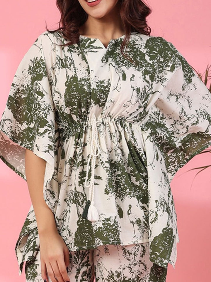 Sanskrutihomes abstrak cetak kapas tulen kaftan malam