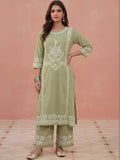 House of Chikankari Women Regular Chikankari Kurta with Trousers
