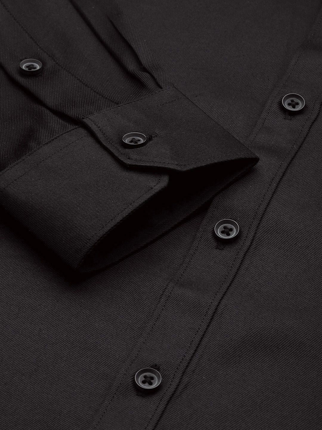 The Indian Garage Co. X Luxe Men Black Slim Fit Opaque Formal Shirt