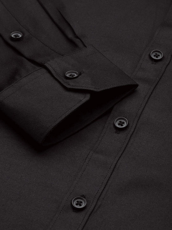 The Indian Garage Co. X Luxe Men Black Slim Fit Opaque Formal Shirt