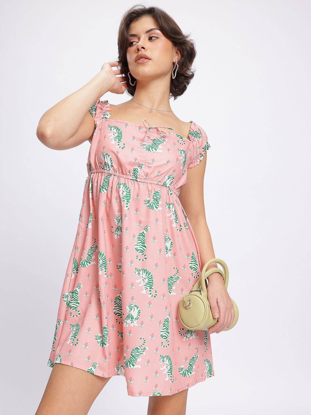 DressBerry Tiger Graphic Print Knee Length Dress