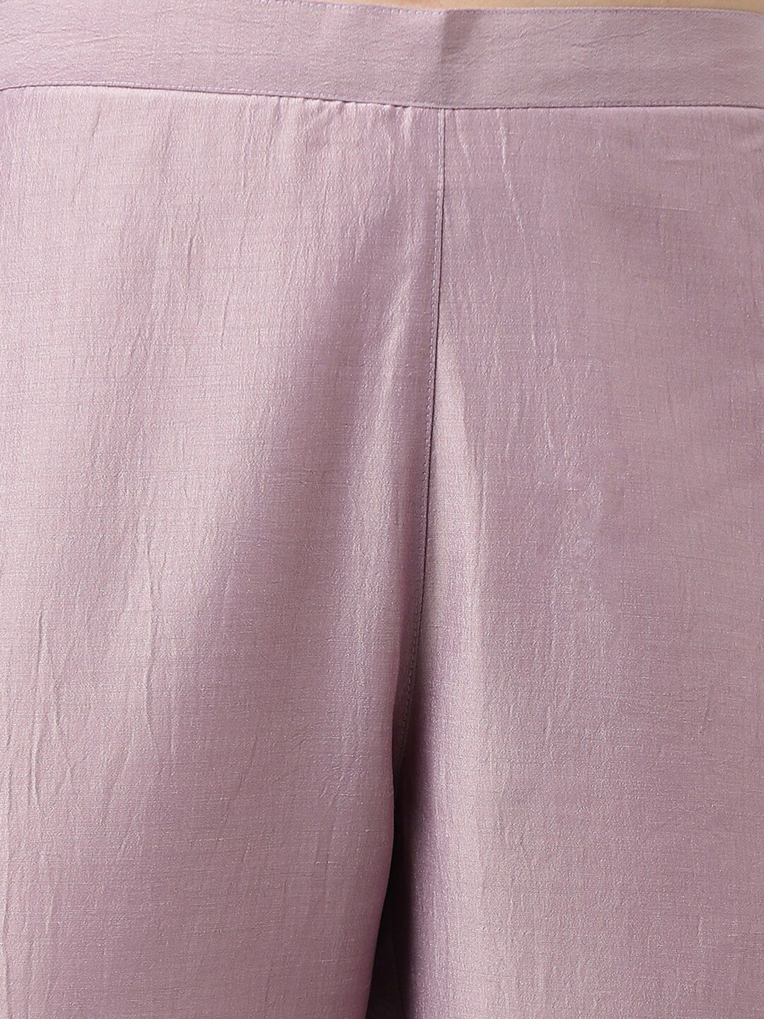 Janasya Women's Lavender Silk Blend Embellished Kurta with Pant and Dupatta