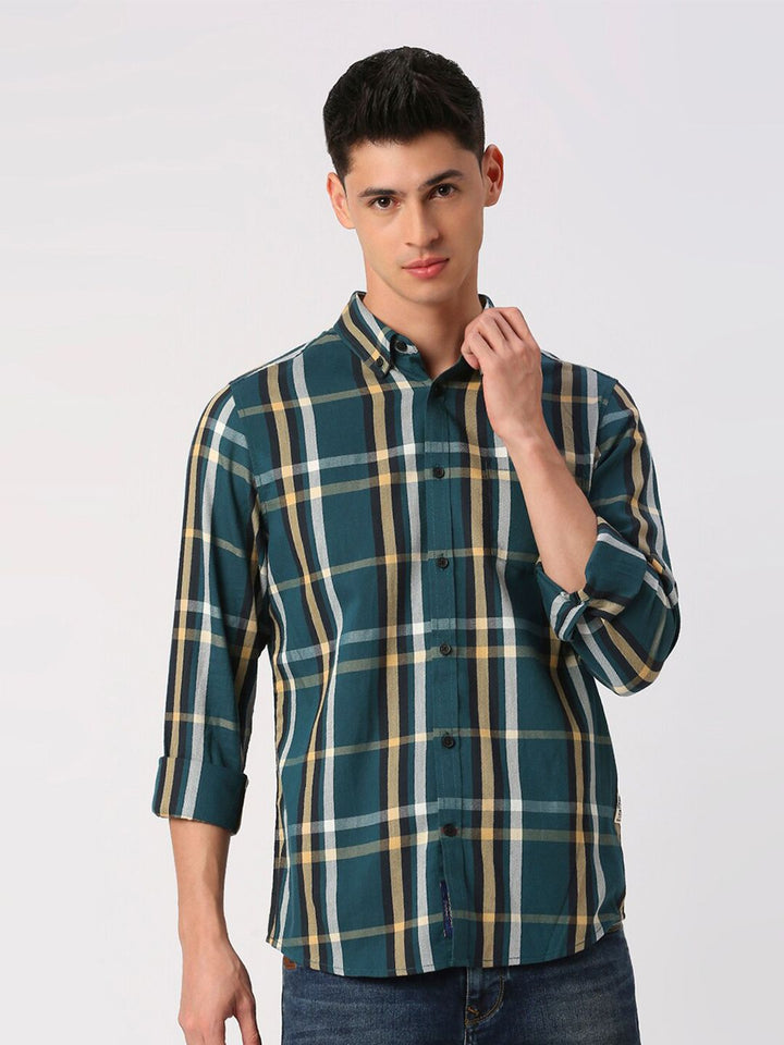 Being Human Tartan Checked Cotton Slim Fit Casual Shirt