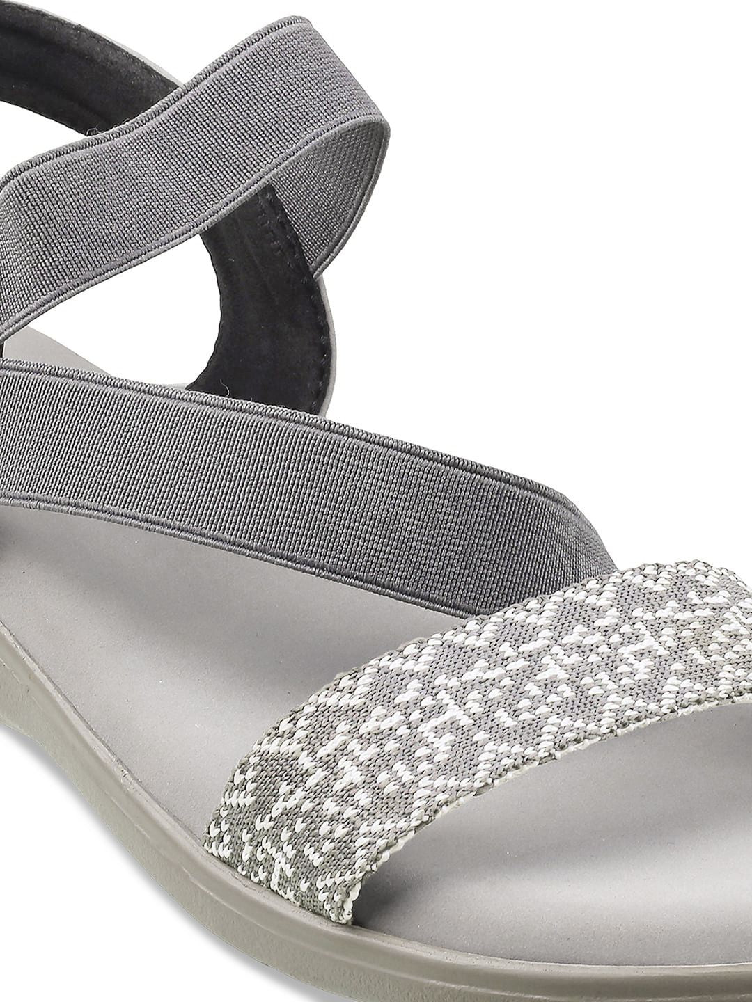 Metro Women Grey Open Toe Flats