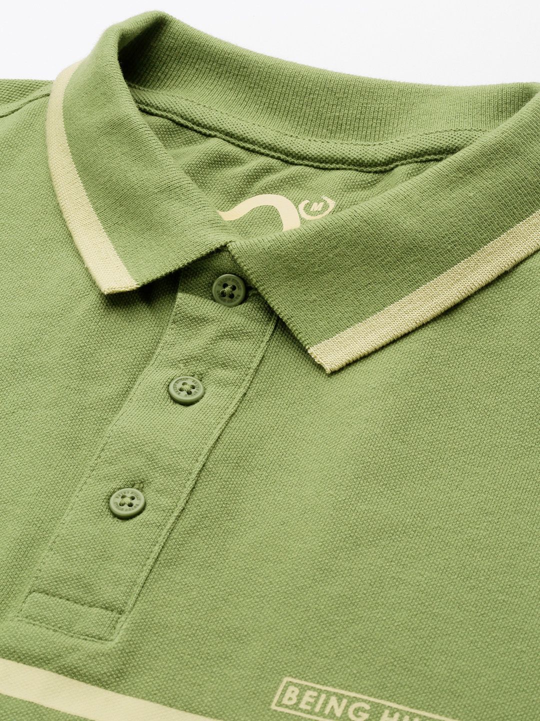 Being Human Striped Pure Cotton Polo Collar T-shirt