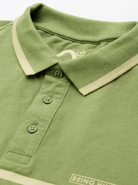 Being Human Striped Pure Cotton Polo Collar T-shirt