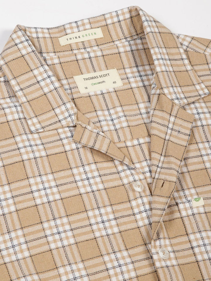 Thomas Scott Men Premium Tartan Checks Casual Oversized Shirt