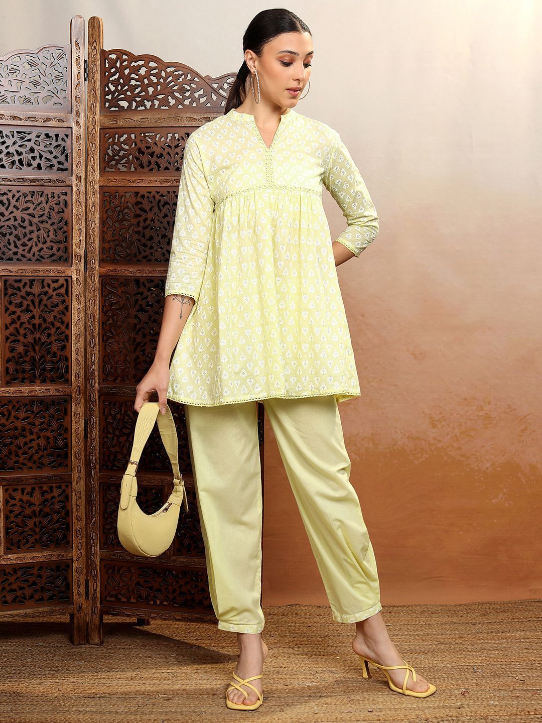 Vishudh Printed Pure Cotton Top With Trousers Co-Ords