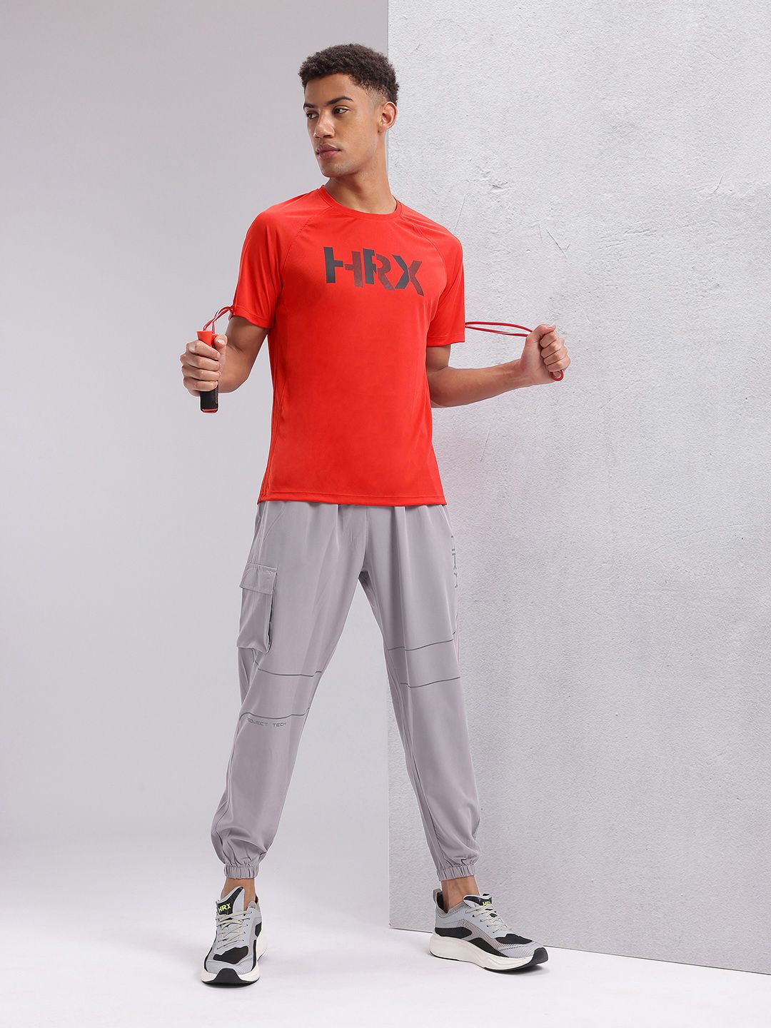HRX by Hrithik Roshan Brand Logo Printed Raglan Sleeves Rapid-Dry Training T-shirt