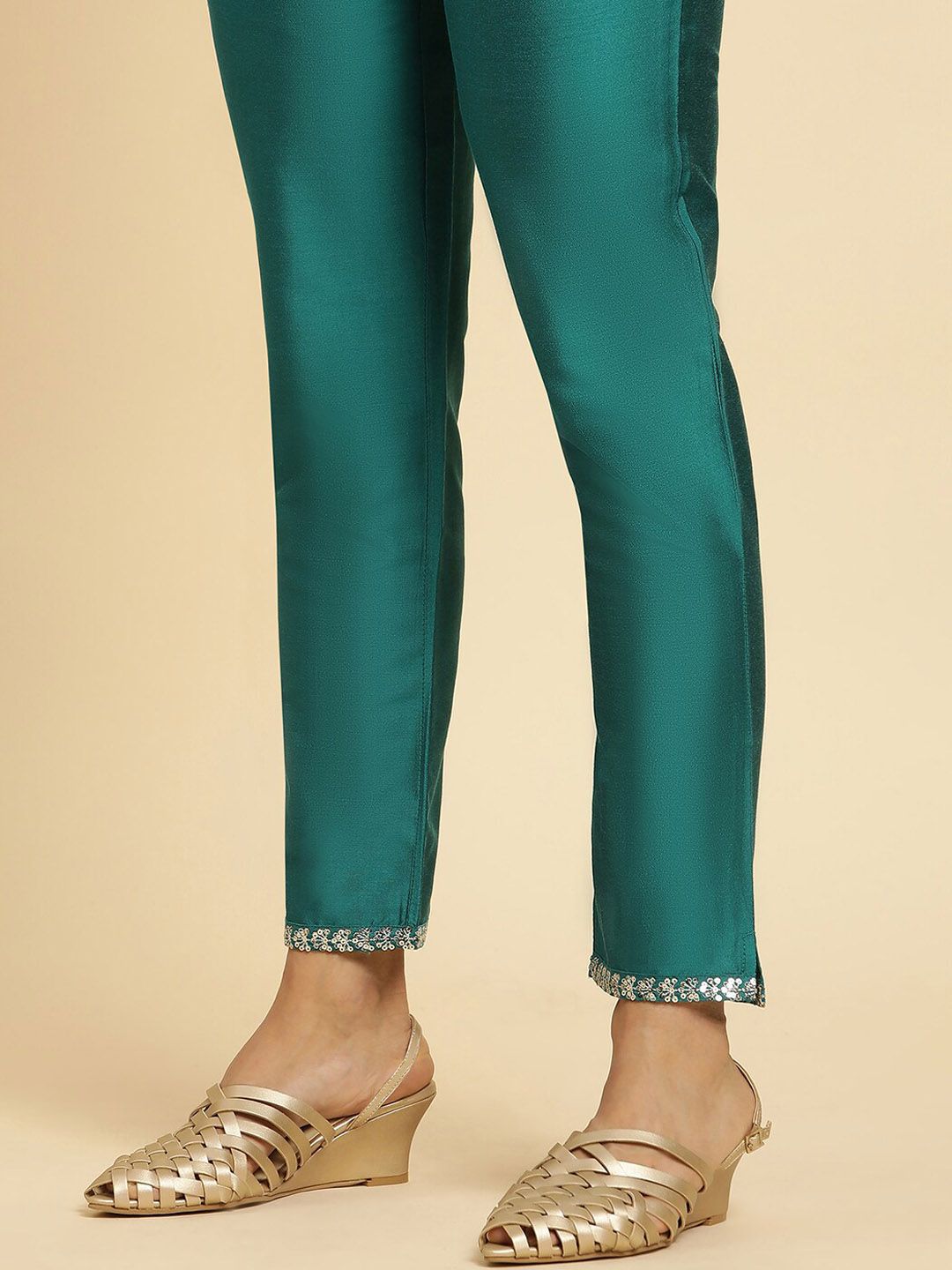W Women Slim Fit Cigarette Trousers