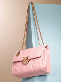DressBerry Textured Structured Shoulder Bag with Quilted