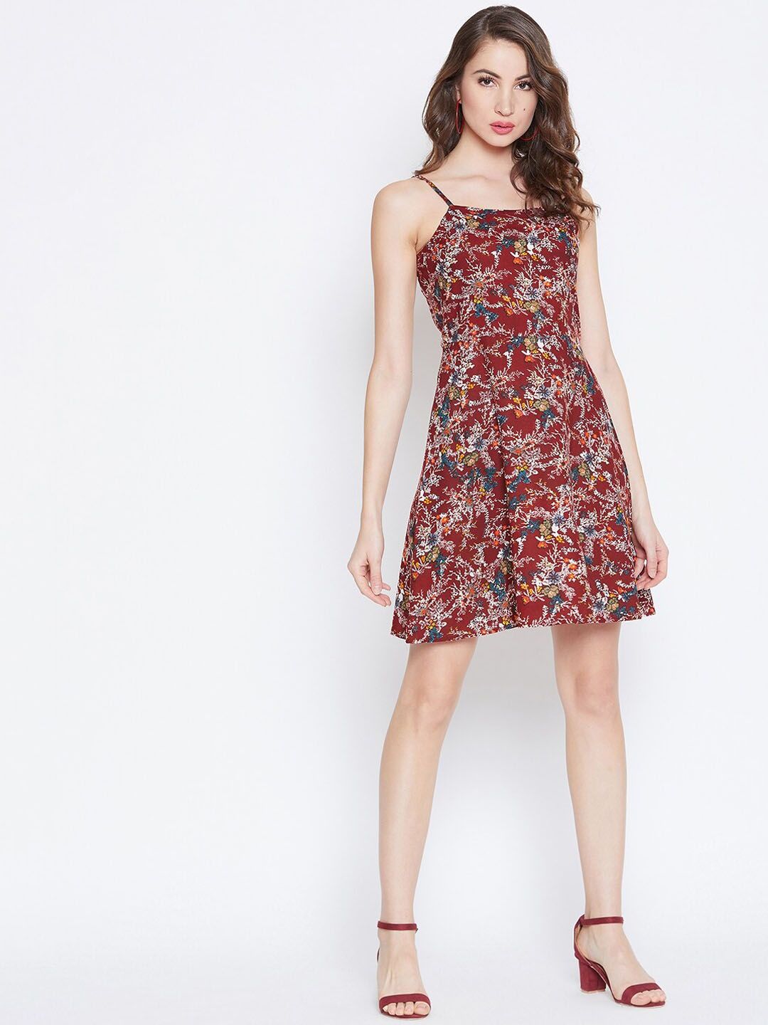 Berrylush Multicoloured Floral Print Fit and Flare Dress