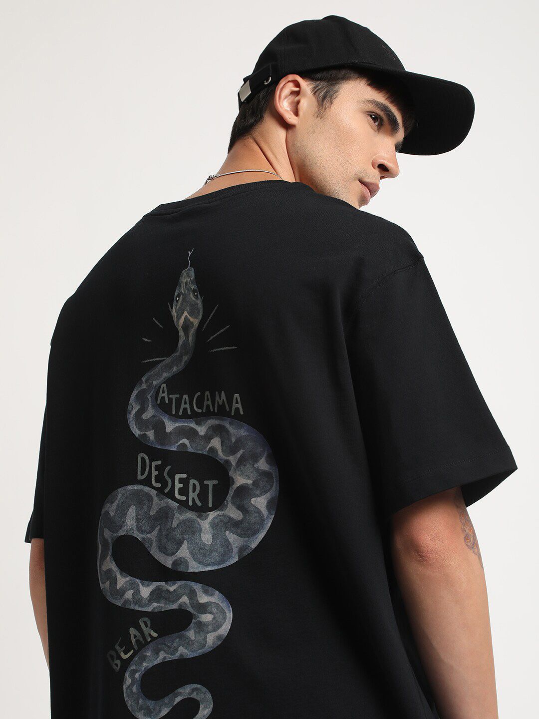 THE BEAR HOUSE Animal Printed Round Neck Oversized Cotton T-shirt