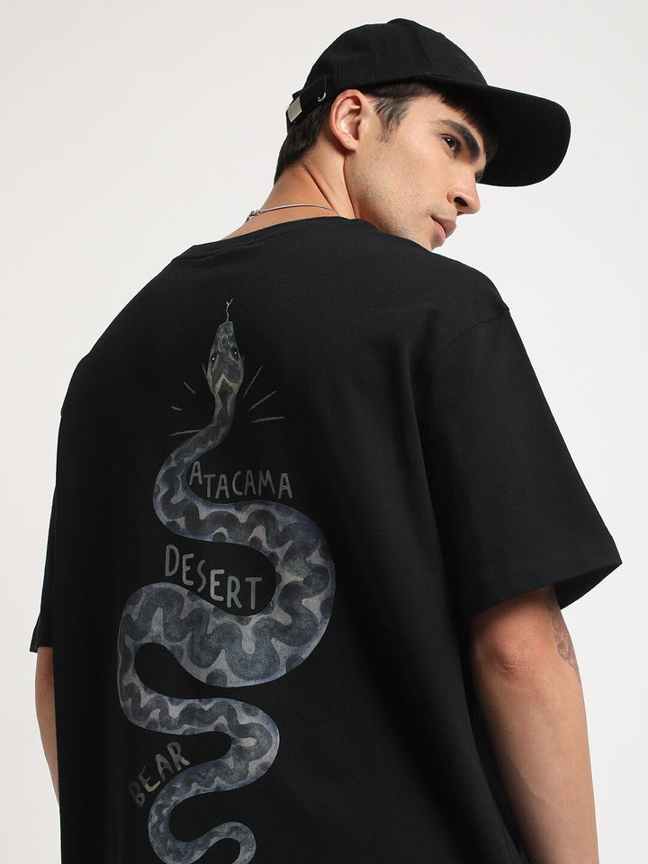 THE BEAR HOUSE Animal Printed Round Neck Oversized Cotton T-shirt