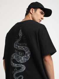 THE BEAR HOUSE Animal Printed Round Neck Oversized Cotton T-shirt