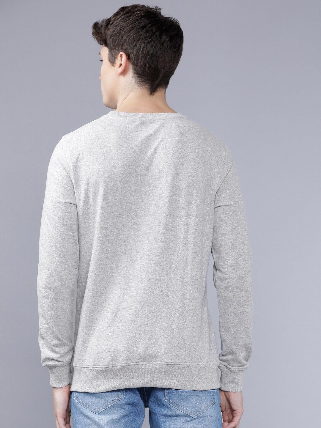 The Indian Garage Co Men Grey Melange Printed Sweatshirt