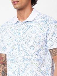 SPYKAR Geometric Printed Polo Collar Slim Fit T-shirt
