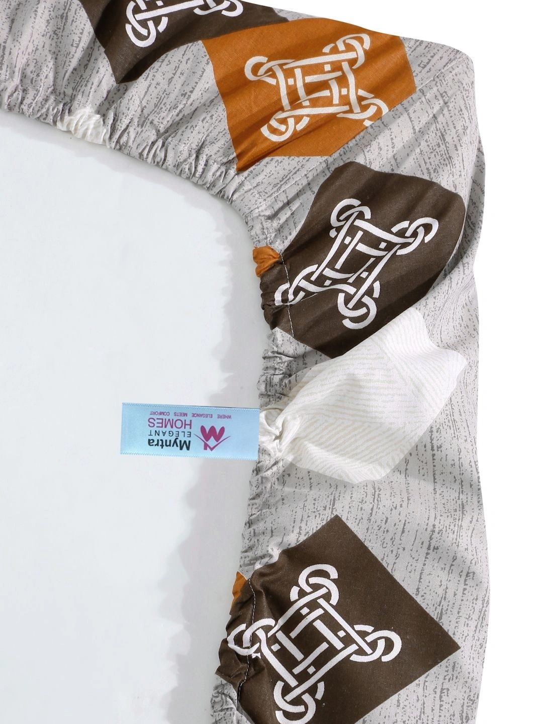 Myntra Elegant Homes Kelabu & Putih Geometrik 400 TC Cadar Tempat Tidur Single dengan 1 Sarung Bantal