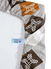 Myntra Elegant Homes Kelabu & Putih Geometrik 400 TC Cadar Tempat Tidur Single dengan 1 Sarung Bantal