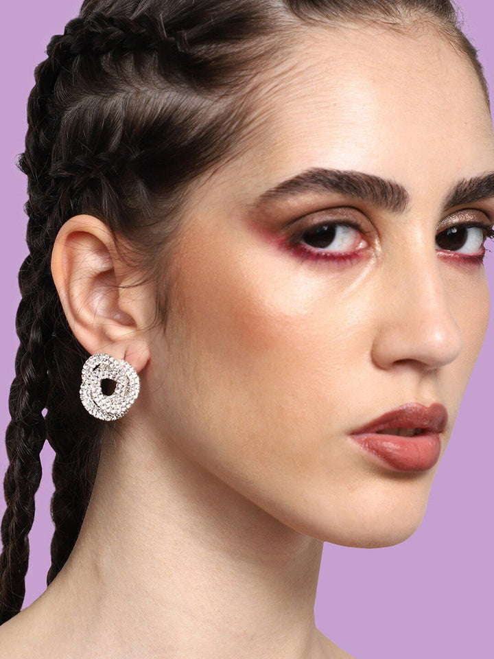Anting-anting kancing kontemporari bersalut perak
