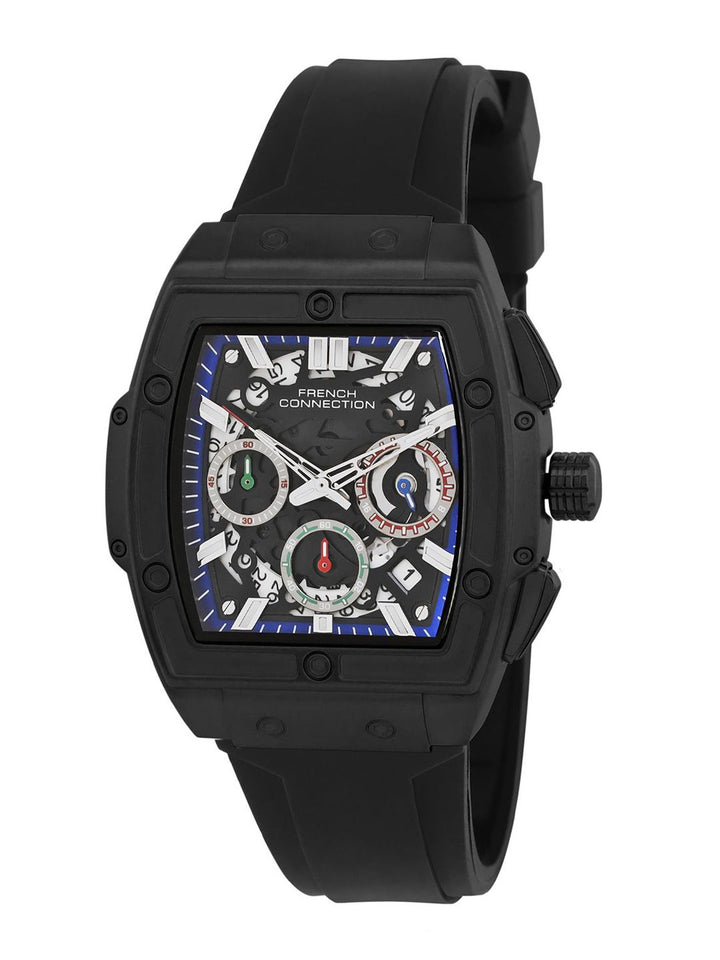 Sambungan Perancis Lelaki Skeleton Dial & Tali Analog Watch FCH3B
