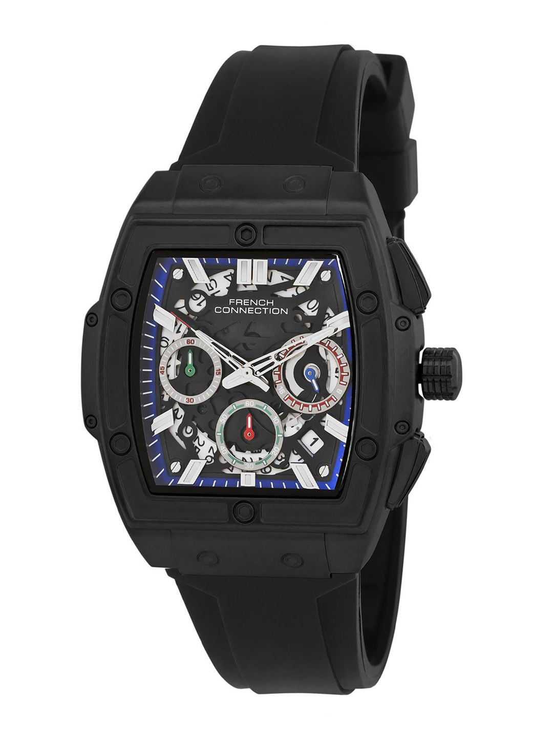 Sambungan Perancis Lelaki Skeleton Dial & Tali Analog Watch FCH3B