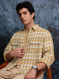 LOCOMOTIVE Textured Checked Utility Pocket Overshirt