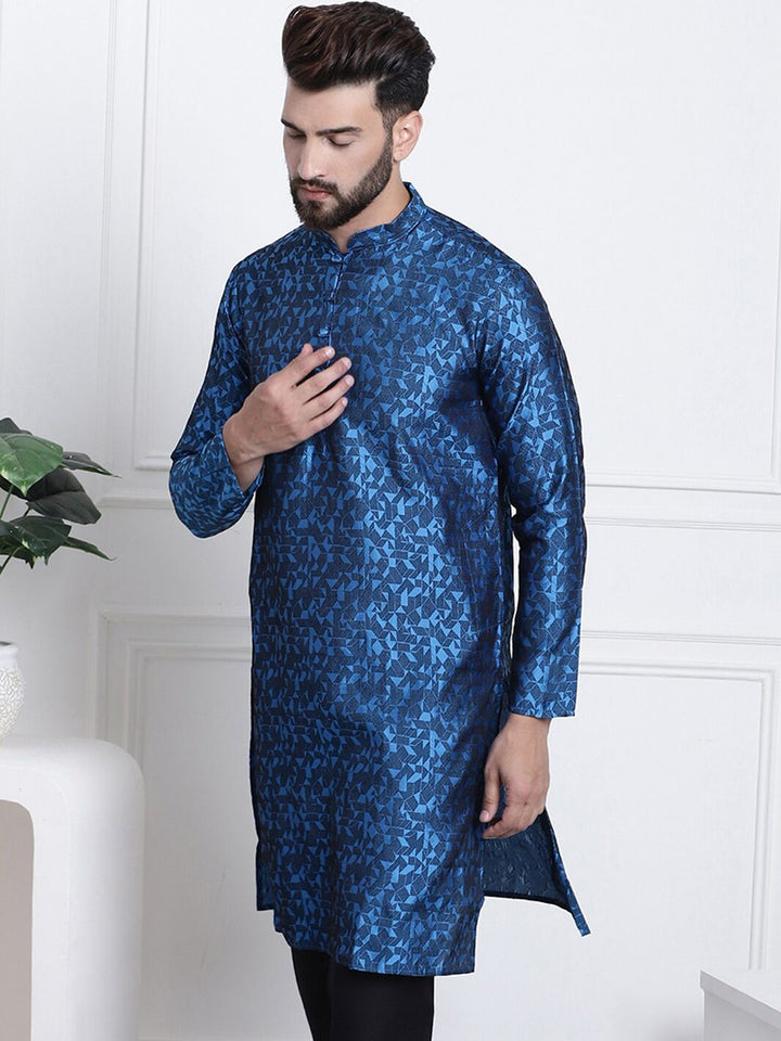 SOJANYA Kurta Kolar Mandarin Rekaan Tenun Geometrik