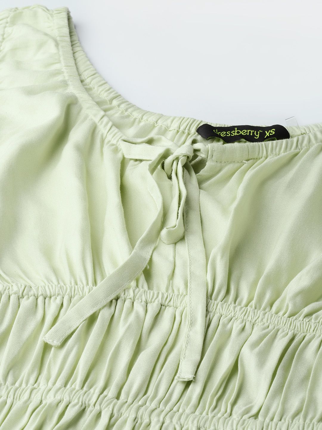 DressBerry Y2K Revival Tie-Up Detailed Smocked Fit and Flare Dress