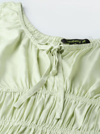 DressBerry Y2K Revival Tie-Up Detailed Smocked Fit and Flare Dress