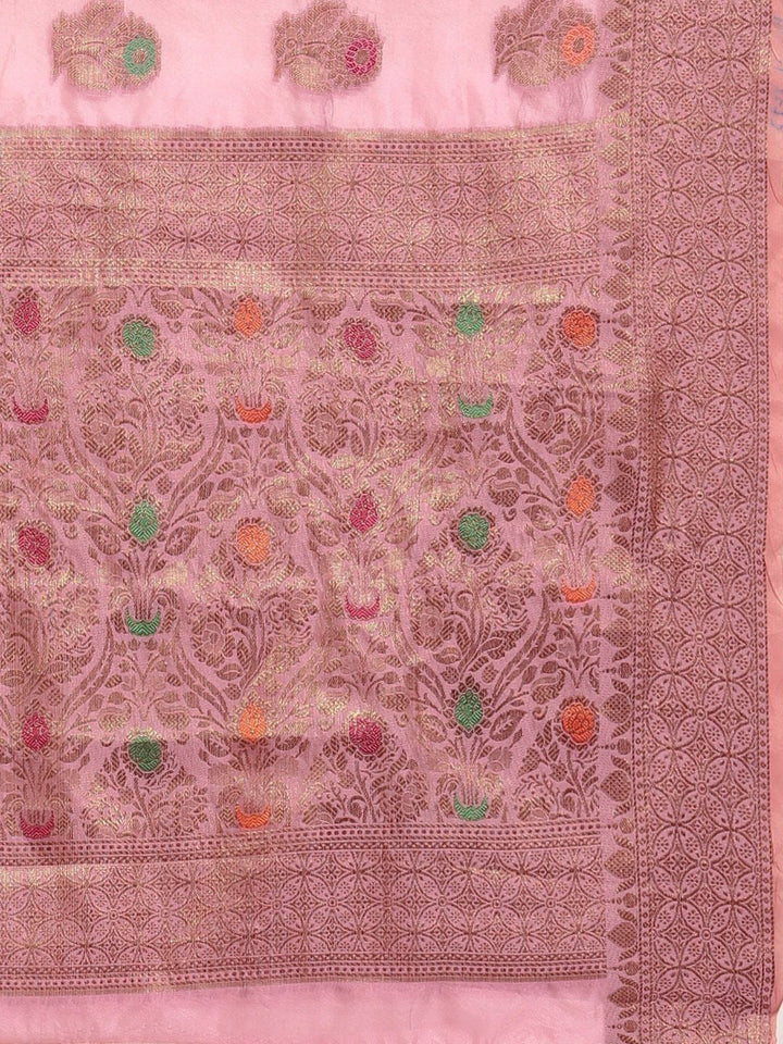 Saree mall Pink Ethnic Motifs Banarasi Saree