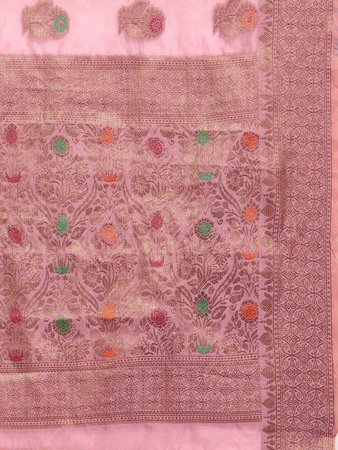 Saree mall Pink Ethnic Motifs Banarasi Saree