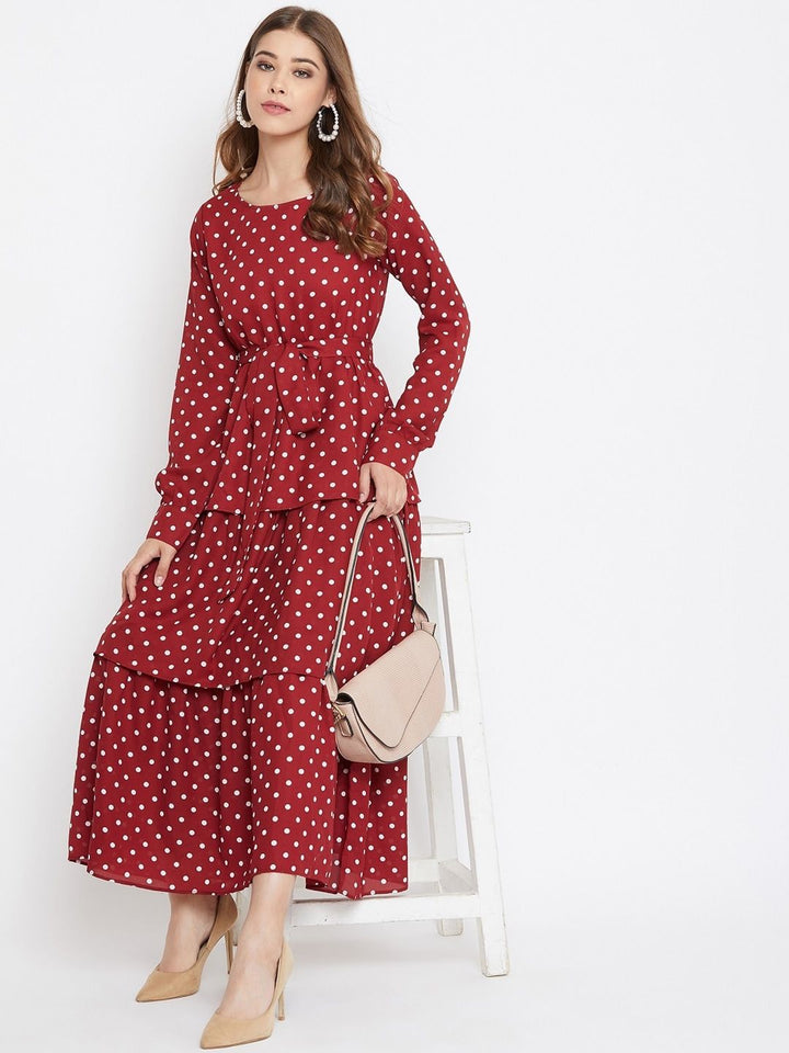 Berrylush Women Red Printed Fit and Flare Dress