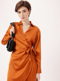 DressBerry Rusty Glam Satin On The Dance Floor Wrap Dress