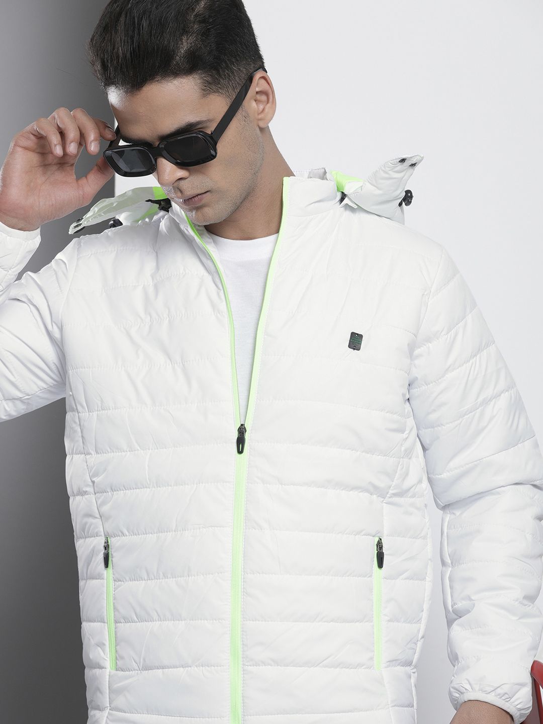 The Indian Garage Co Men Zip-Front Puffer Jacket with Detachable Hood