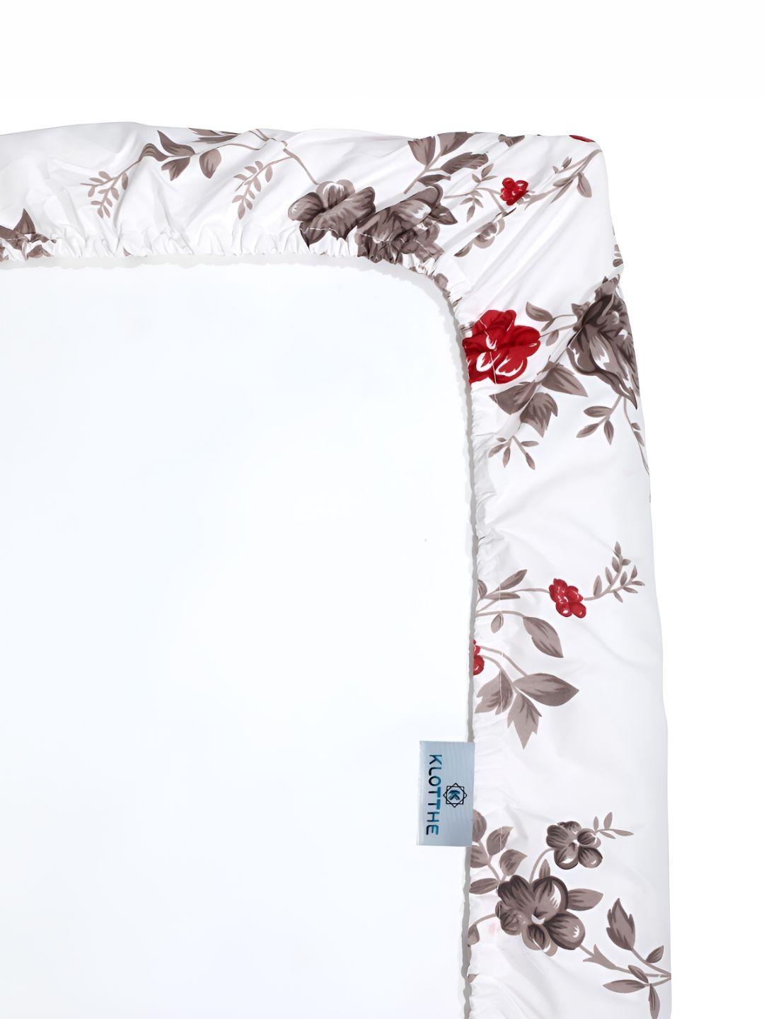 KLOTTHE White Floral 300 TC Cotton Blend Dilengkapi Cadar Bujang dengan Sarung Bantal