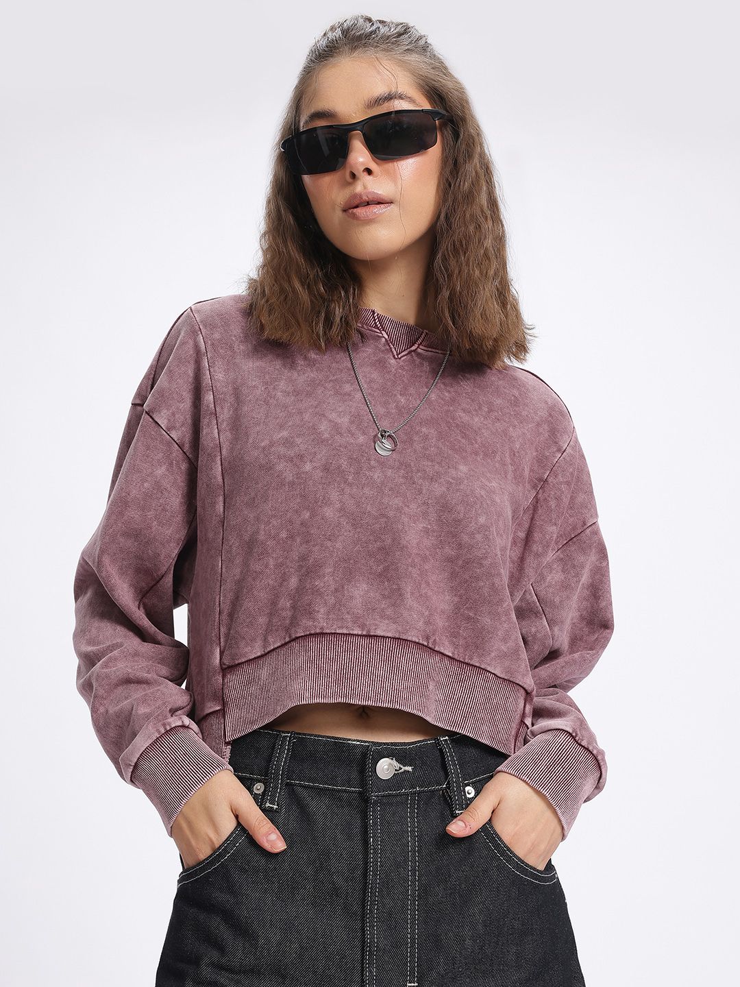 DressBerry Texture Dyed Drop-Shoulder Sweatshirt