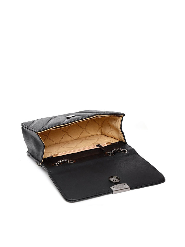 Lino Perros Black Solid Quilted Shoulder Bag