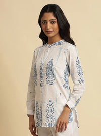 W Ethnic Motifs Printed Pure Cotton Shirt Style Top