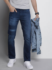 The Indian Garage Co Men Slim Straight Fit Light Fade Stretchable Jeans