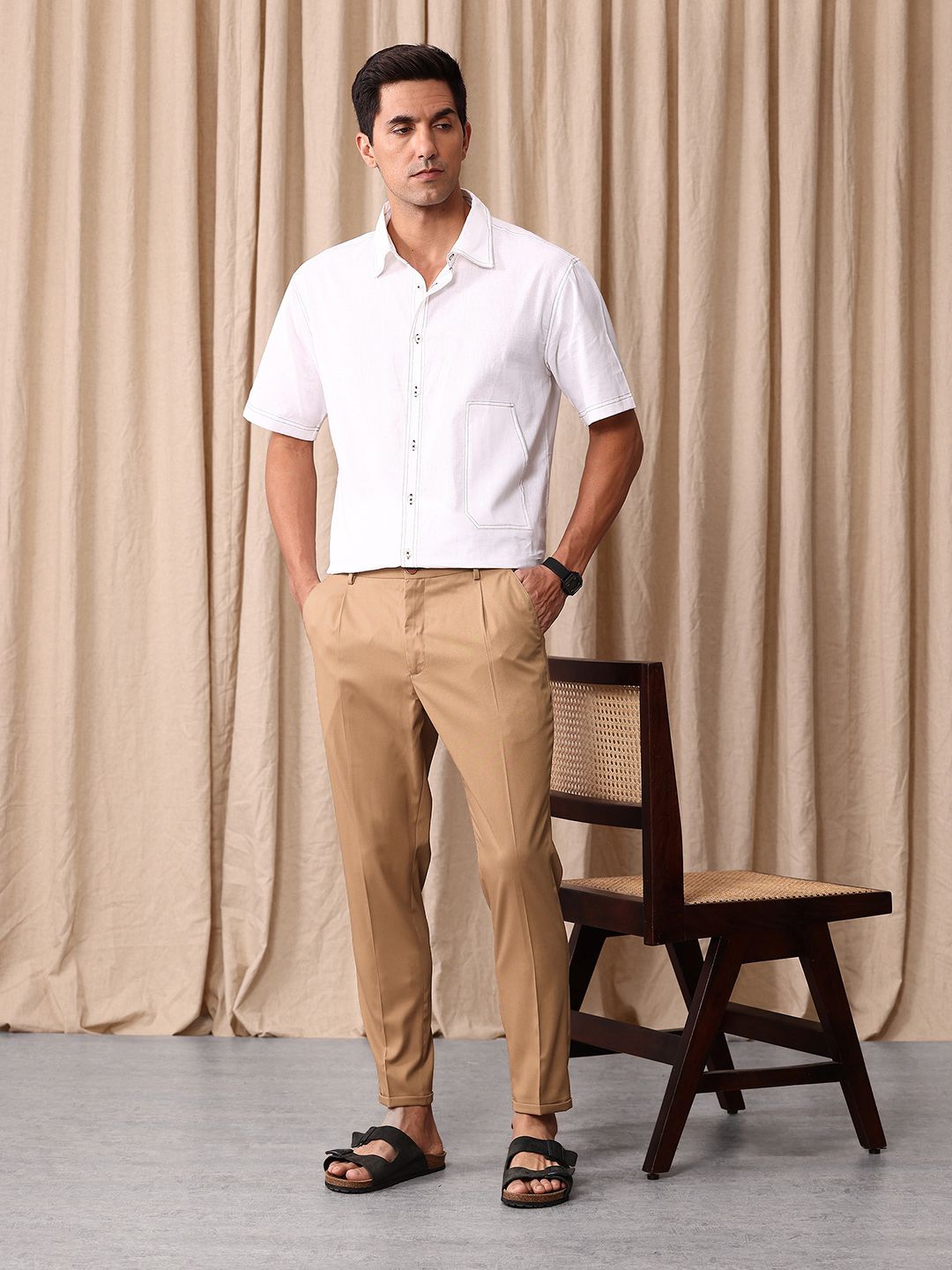 Mr Bowerbird Men Tailored Fit Vintage Pleated Trousers